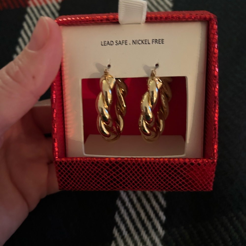 House of Harlow 1960 Gold Twisted Hoop Earrings